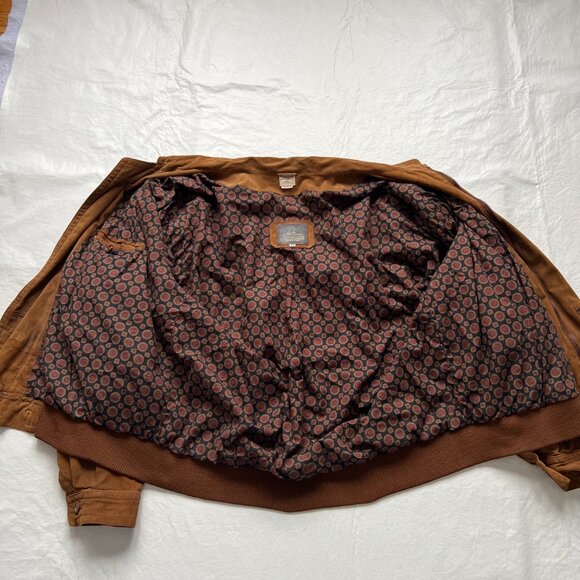 Vintage Neiman Marcus suede leather jacket brown bomber size 44 mens 90s - Picture 4 of 12